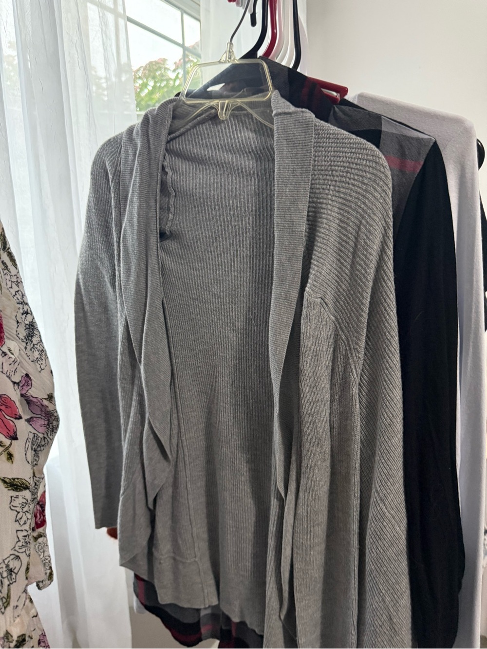 Lightweight Gray Open-Front Cardigan Sweater